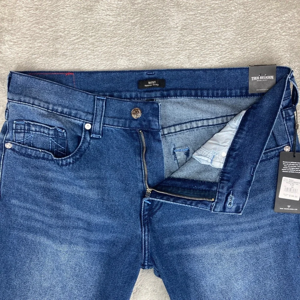 True Religion Men Ricky‎ Relaxed Straight Jeans Medium Harmonious Wash Size 36